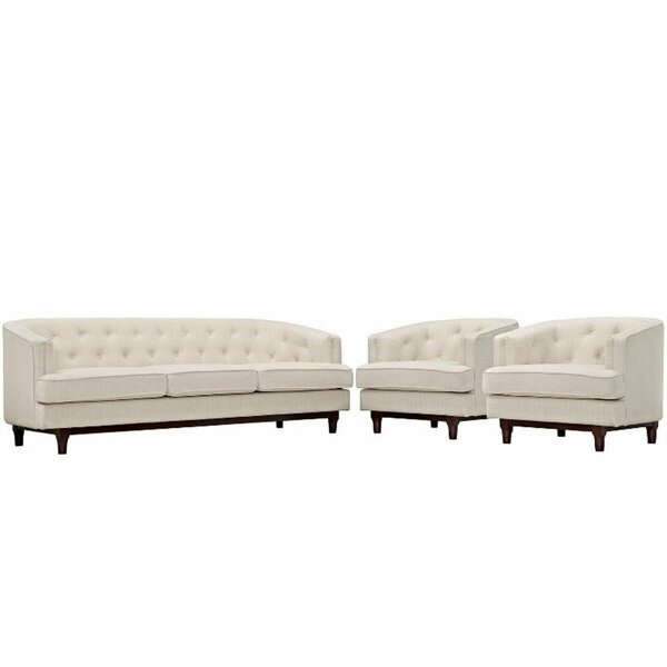Modway Furniture Coast Living Room Sofa Set, Beige - Set of 3 EEI-2448-BEI-SET
